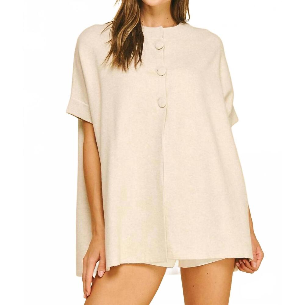 NEW PINCH open front knit cape cardigan in cream